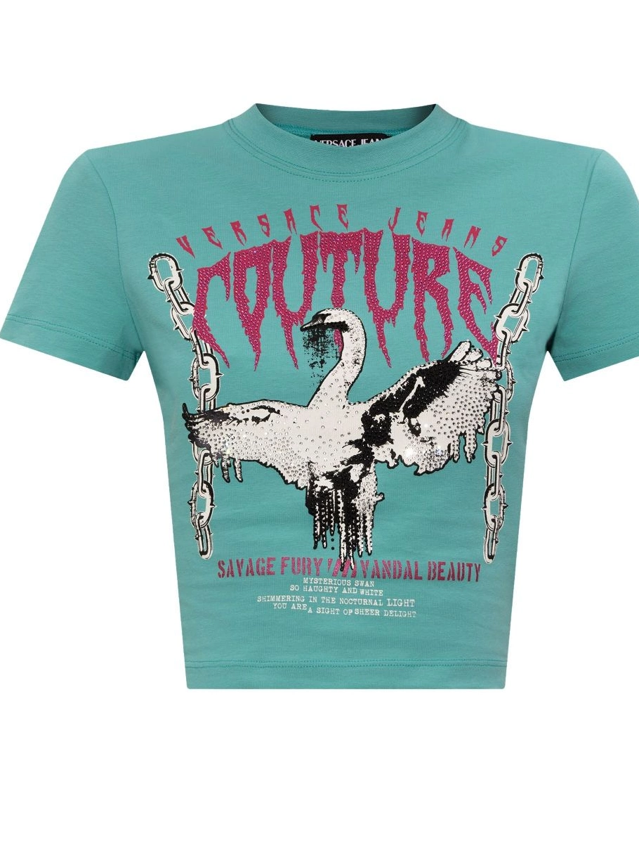 Affordable Women Swan Couture T-shirt Chain Versace Jeans 0402